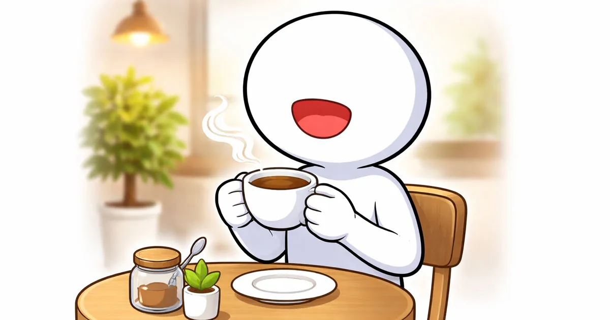 コーヒーを飲む棒人間