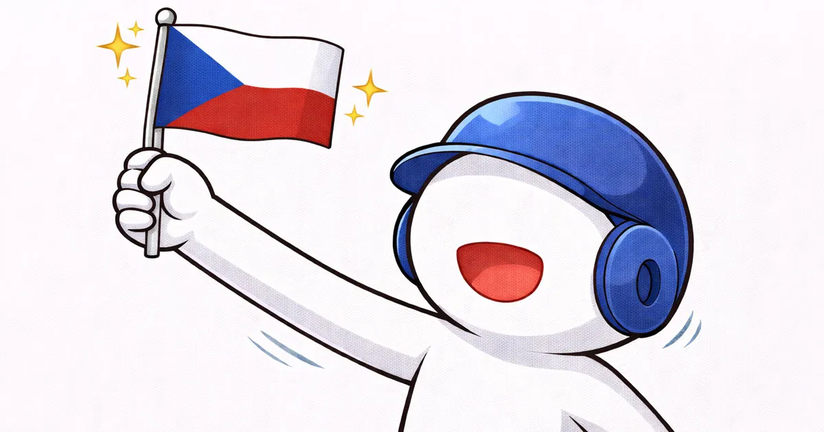 チェコの国旗を持つ棒人間