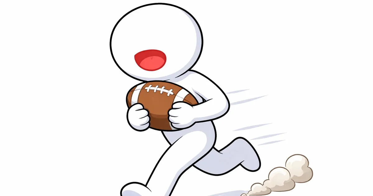 ラグビーボールを持って走る人