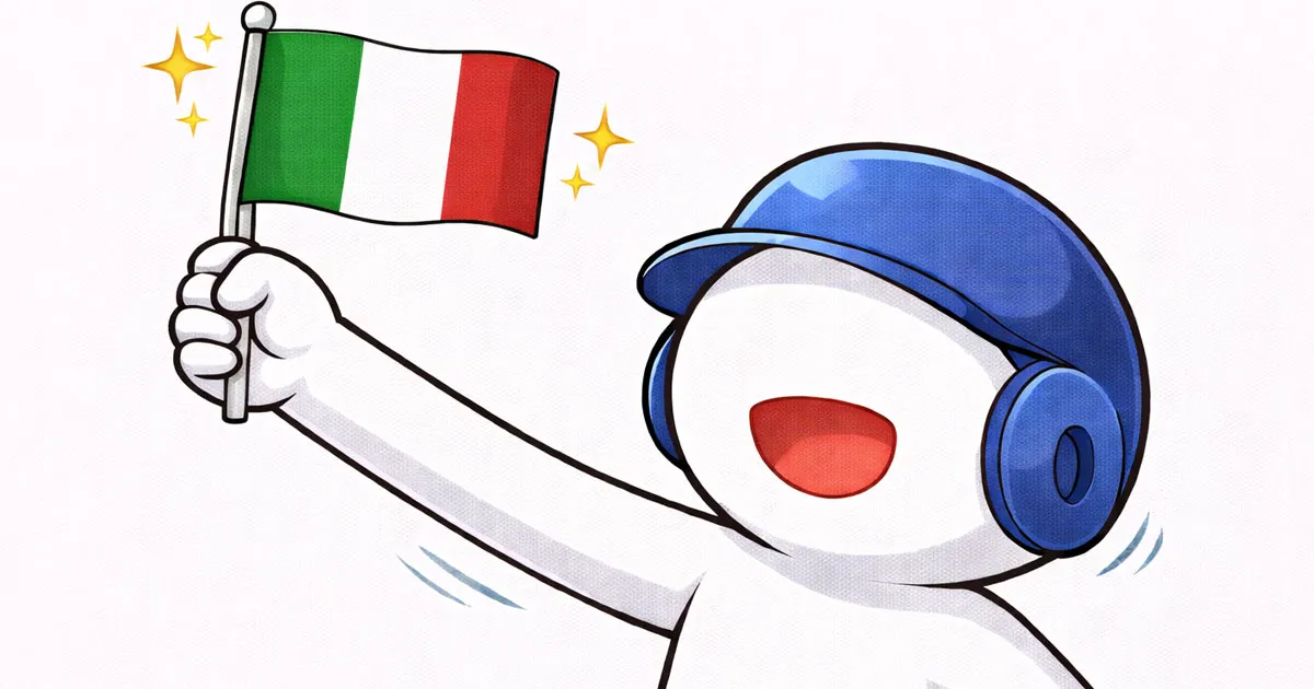 イタリア国旗を持つ棒人間